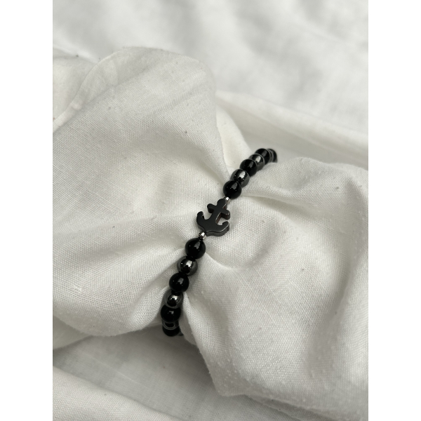 Bransoletka z kamieni z kotwicą 17cm